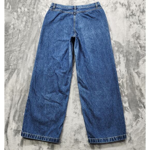 Vintage 90s Ann Taylor Jeans Womens 12 Blue High Rise Wide Leg Baggy Loose Fit - Picture 3 of 11